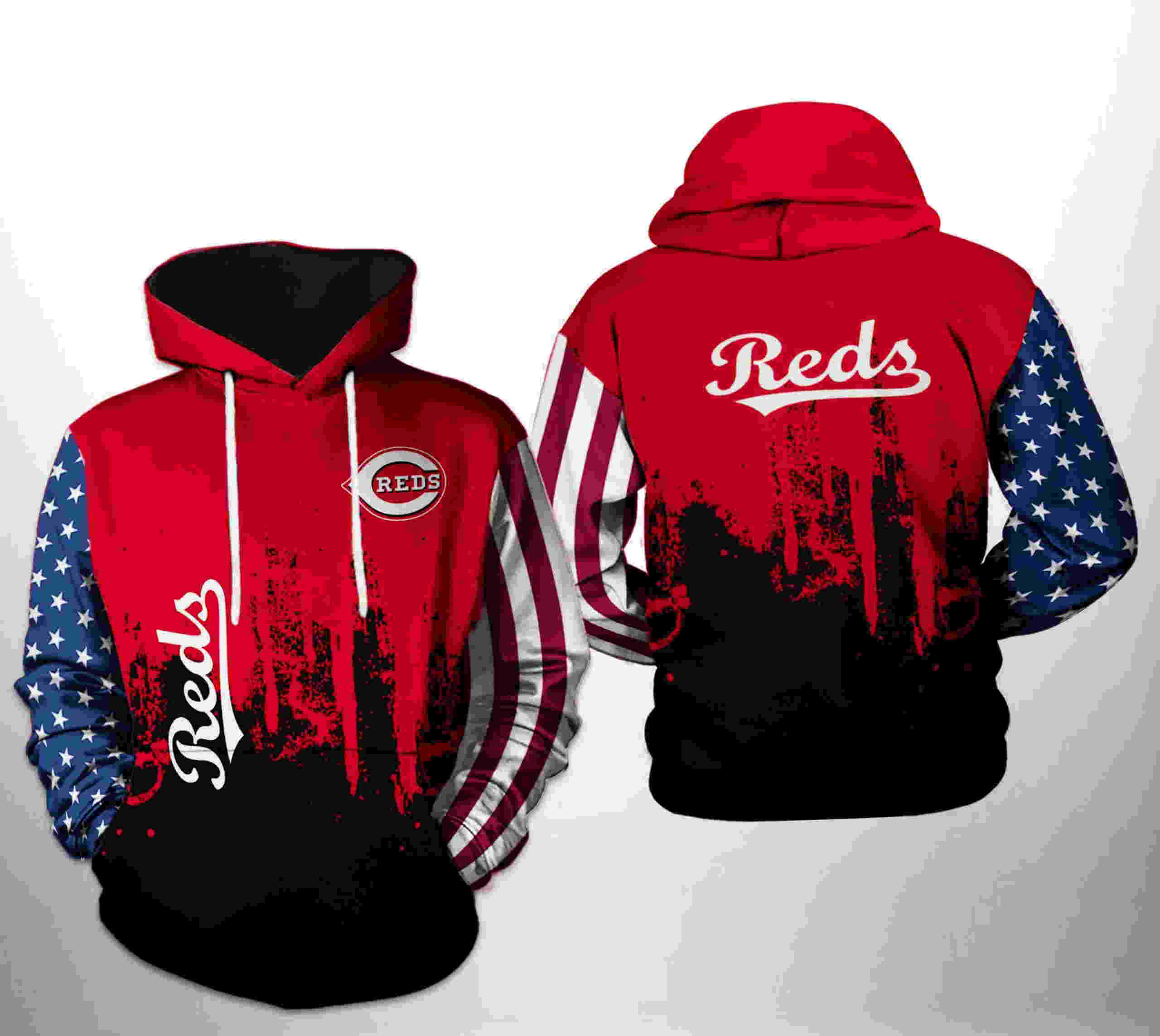 Cincinnati Reds MLB Team US 3D Hoodie with Patriotic Design