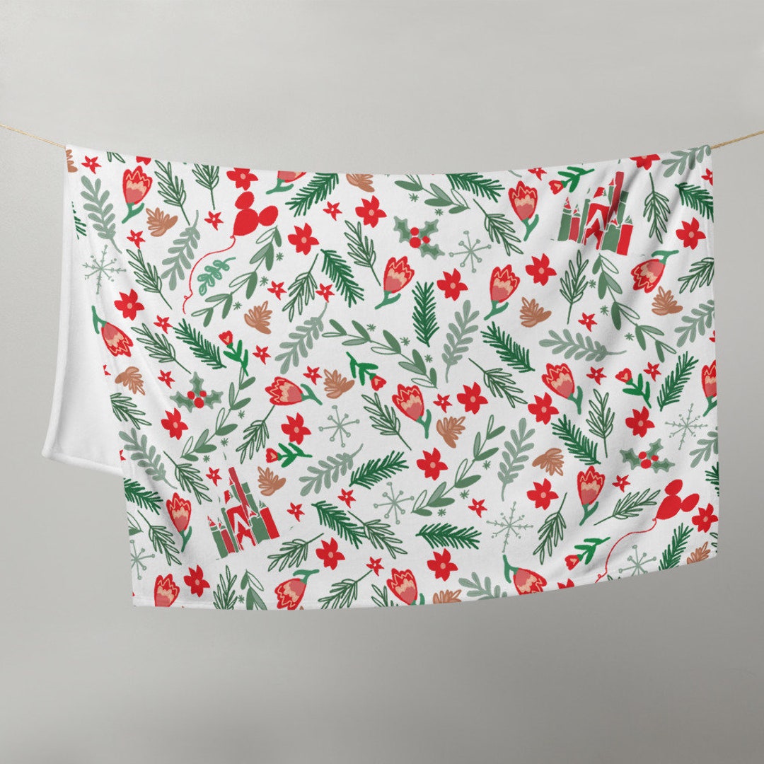 Cinderella's Castle Christmas Garden Fleece Throw Blanket - Ideal for Disney Holiday Decor