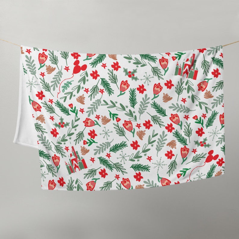 Cinderella's Castle Christmas Garden Fleece Throw Blanket - Ideal for Disney Holiday Decor - Image 2