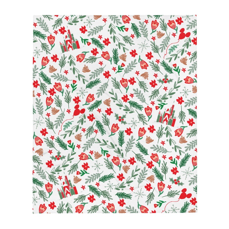 Cinderella's Castle Christmas Garden Fleece Throw Blanket - Ideal for Disney Holiday Decor - Image 3