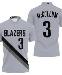 Cj McCollum 2020-21 Earned Edition Gray Jersey Inspired for Blazers Fans in 3D All Over Print Polo Shirt.