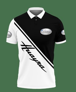 Classic Black 3D Printed Pagani Huayra Polo Shirt with Breathable Fabric
