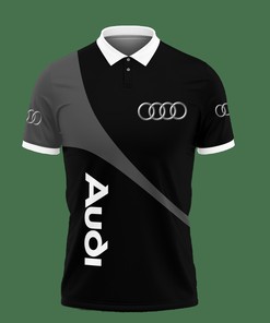 Classic Black and Bold: 3D Printed Audi PVT-VA Polo Shirt Ver 1 with All Over Print Polo Design