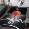Classic Black and White Basketball Court Rug - Printed Carpet for Living Room or Sports Team Room with Customizable Text