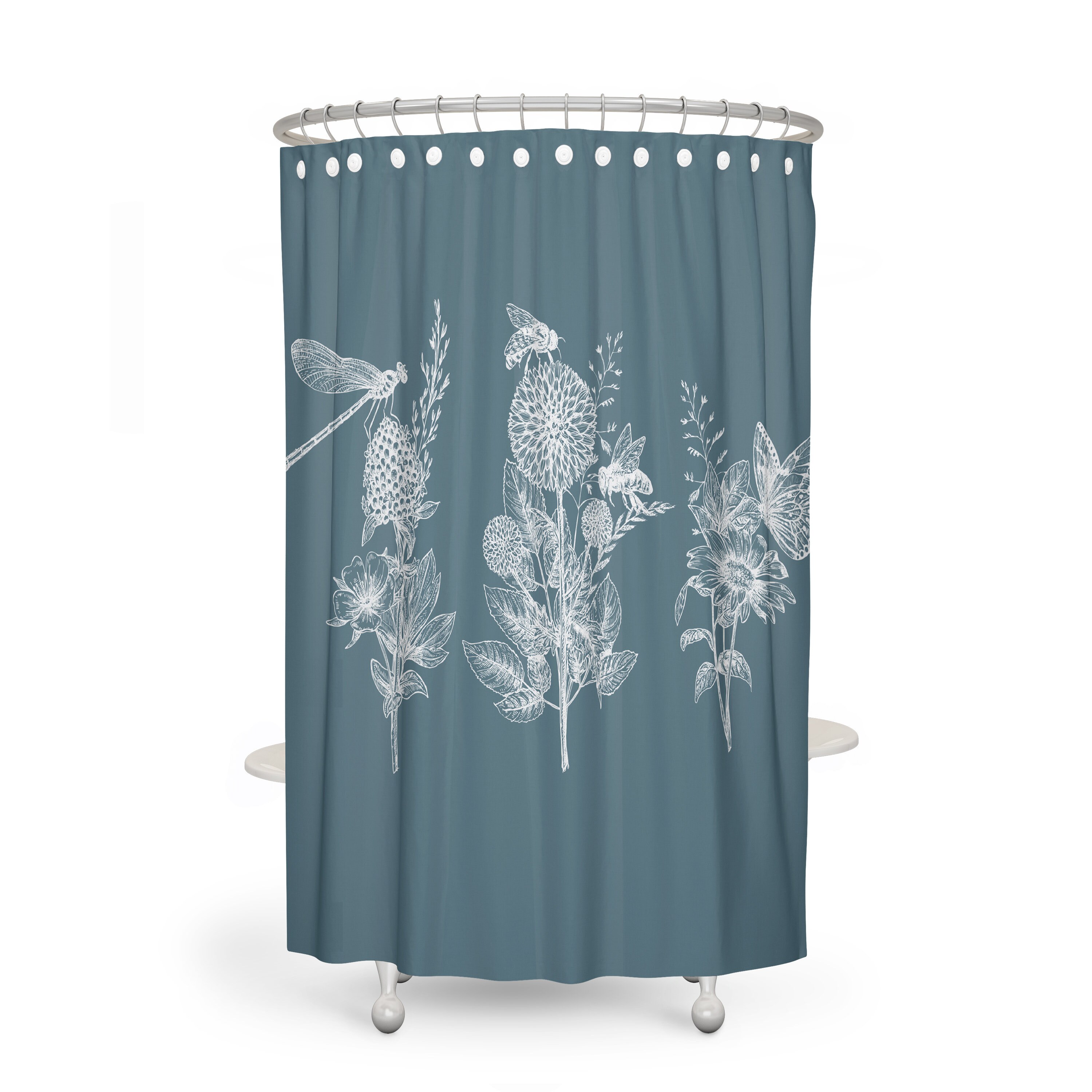Classic Botanical Sage Shower Curtain with Coordinated Bath Mat and Towels - Image 4