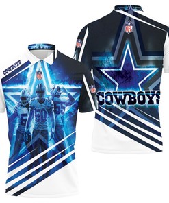 Classic Polo Shirt with Dallas Cowboys Jaylon Smith 54, Sean Lee 50, Leighton Vander Esch 55 All Over Print Design