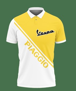Classic Yellow 3D Printed Piaggio Vespa Nct-Ht Polo Shirt with Breathable Fabric