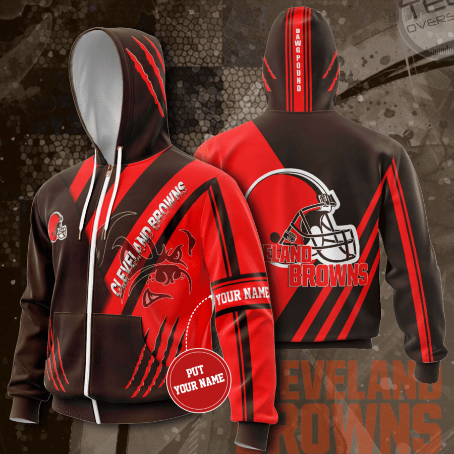 Cleveland Browns Zip-Up Hoodie 3D, Perfect for NFL Fans