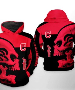 Cleveland Indians MLB 3D All-Over Print Punisher Skull Hoodie