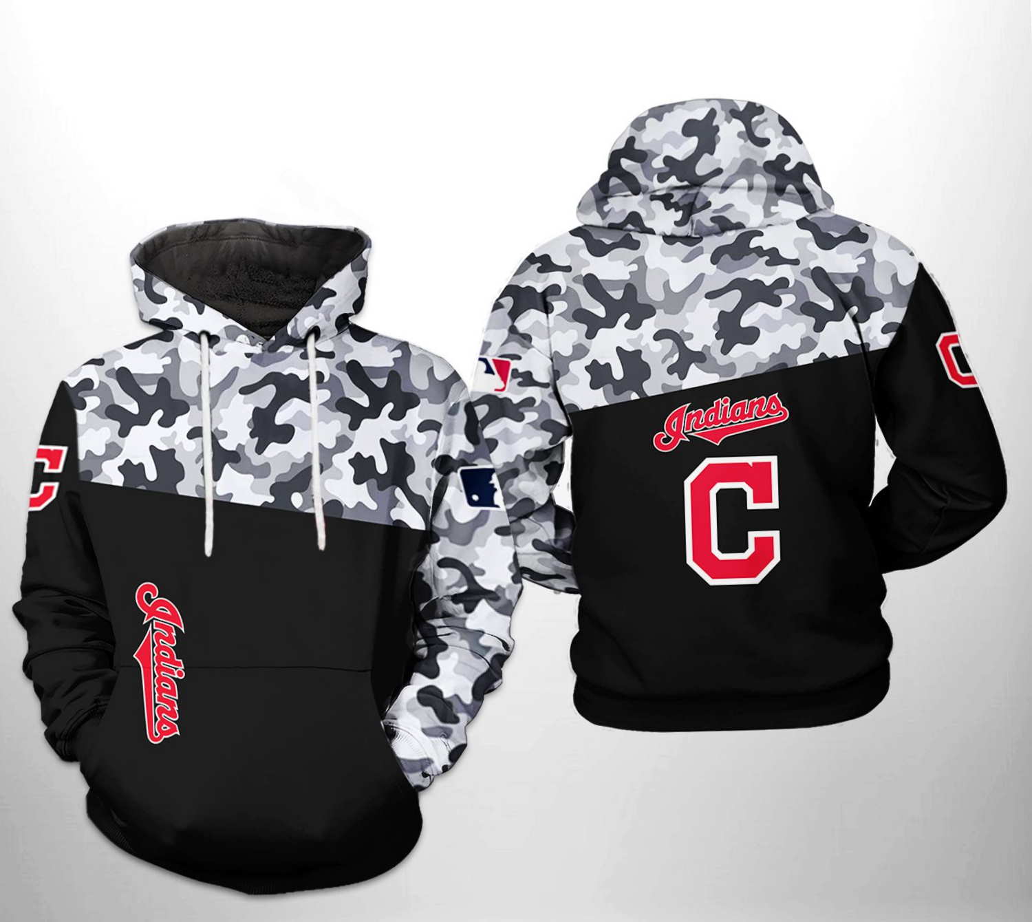 Cleveland Indians MLB Camo Veteran 3D Hoodie with Unique Print
