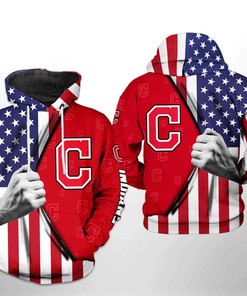 Cleveland Indians MLB US Flag 3D Hoodie with Awesome Design
