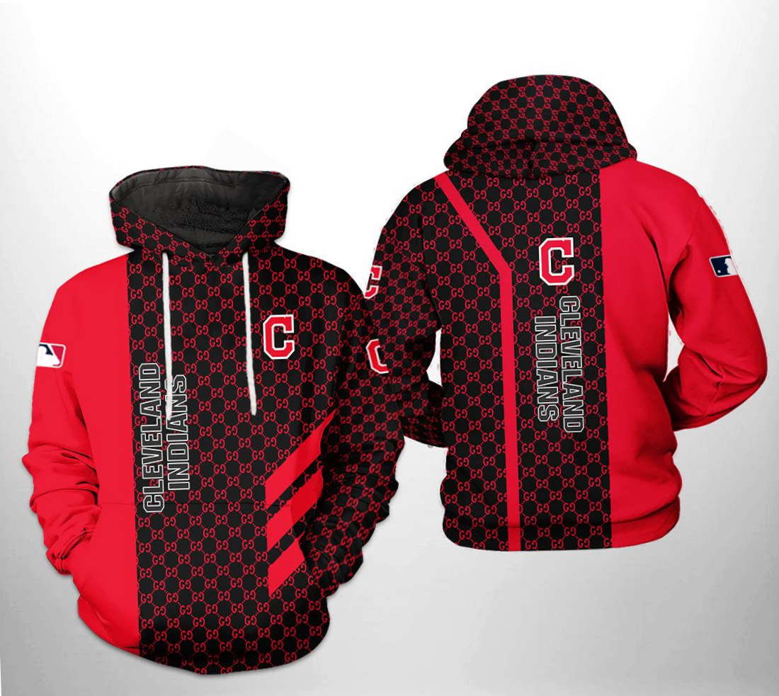 Cleveland Indians MLB Zipper Hoodie with All Over Print Design