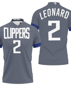 Clippers Kawhi Leonard 2020-21 Earned Edition Gray Jersey Inspired Style 3D all-over print polo shirt