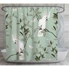 Cockatoo Shower Curtain | White & Sage Green Bird Print Bath Decor | Vintage Bathroom Curtains