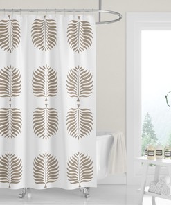 Cocoa Tropical Island Tan Palm Fronds Modern Shower Curtain - Easy-Care Fabric