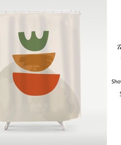 Color Blocks Abstract Shower Curtain, Nordic Style Art Bathroom Decor , Waterproof with Hooks, Custom Sizes Available