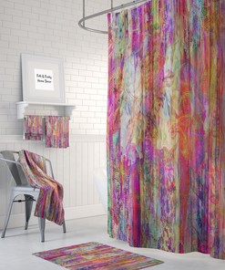 Color Crush Boho Chic Shower Curtain Optional Bath Mat Bathroom Set with Luxury Print