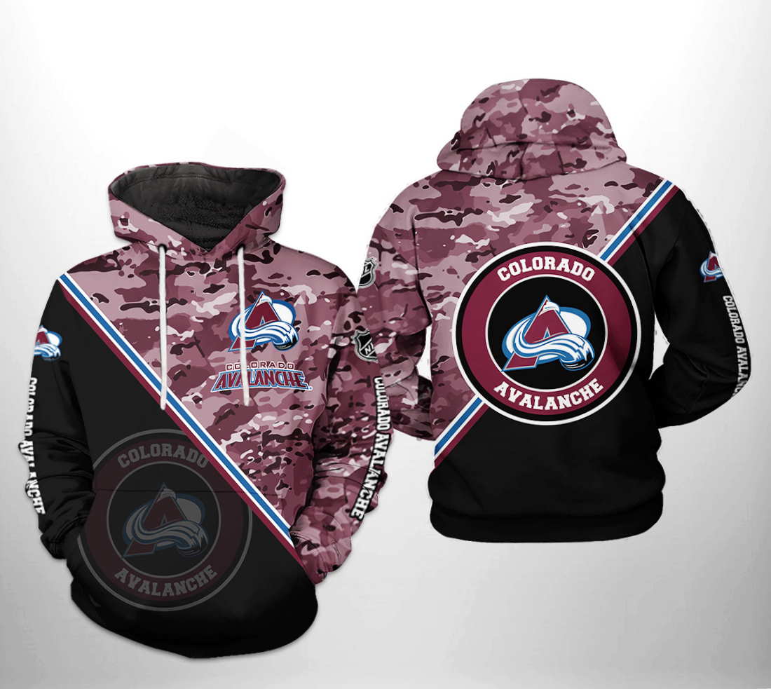 Colorado Avalanche NHL Camo Team All Over Print 3D Hoodie with Custom Print