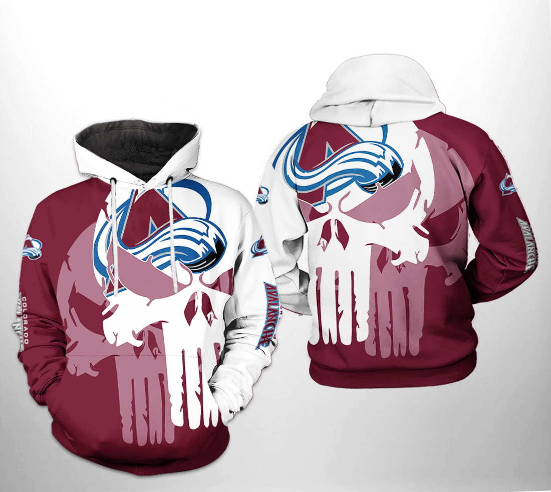 Colorado Avalanche NHL Team Skull All Over Print Hoodie