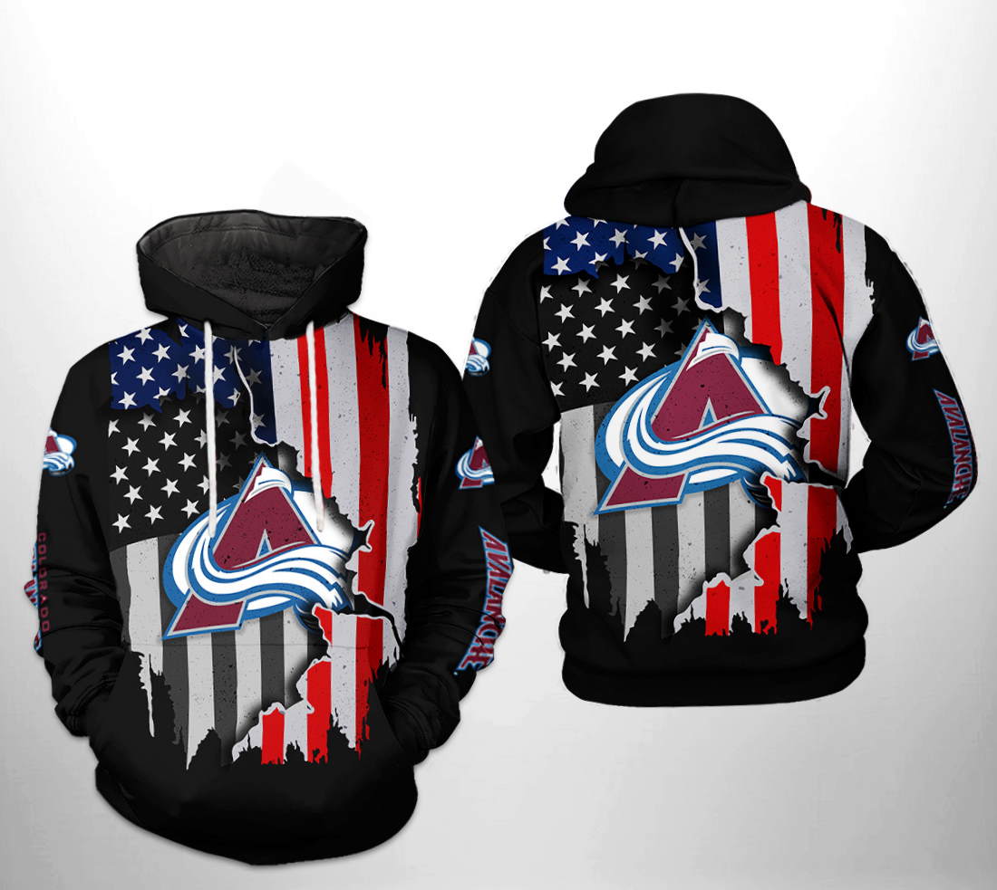 Colorado Avalanche NHL US Flag Team All Over Print 3D Hoodie with Custom Print