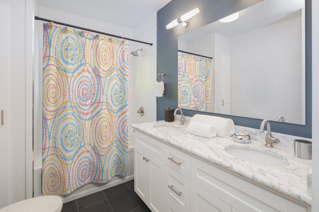 Colorful Abstract Art Shower Curtain, Perfect for Dorms and Vibrant Bathrooms - Image 2
