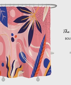 Colorful Abstract Flowers Shower Curtain with Hook and Custom Sizes