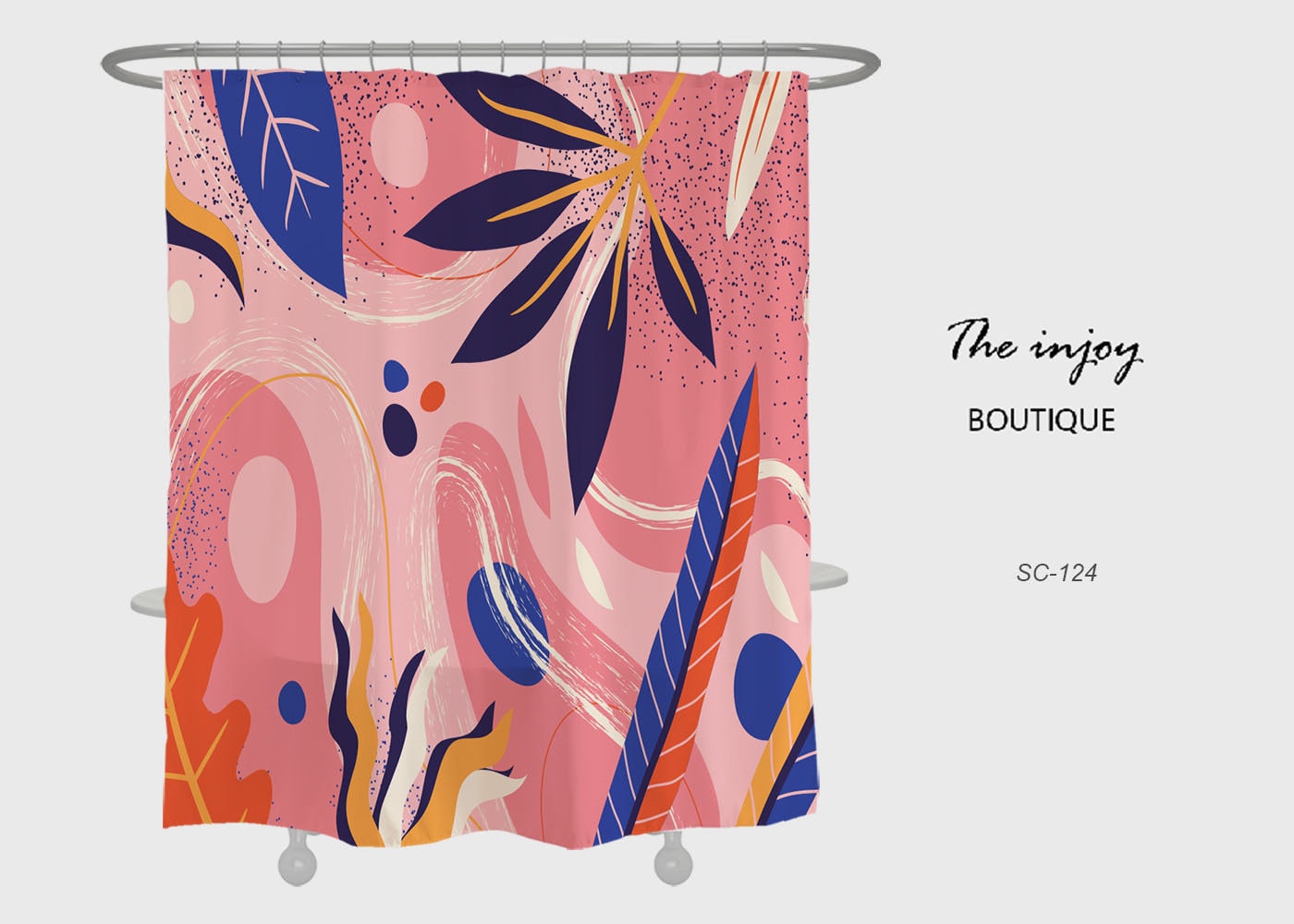 Colorful Abstract Flowers Shower Curtain with Hook and Custom Sizes