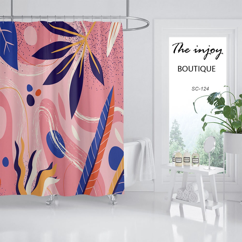 Colorful Abstract Flowers Shower Curtain with Hook and Custom Sizes - Image 2