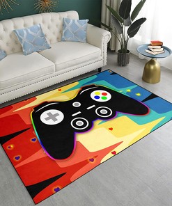Colorful Anime Gamer Carpets with Gamepad Pattern for Boys Room Decor