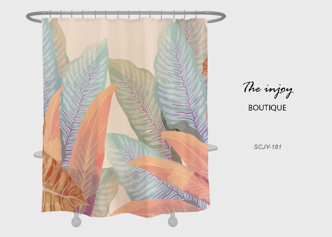 Colorful Boho Leaves Shower Curtain for Bathroom Decor