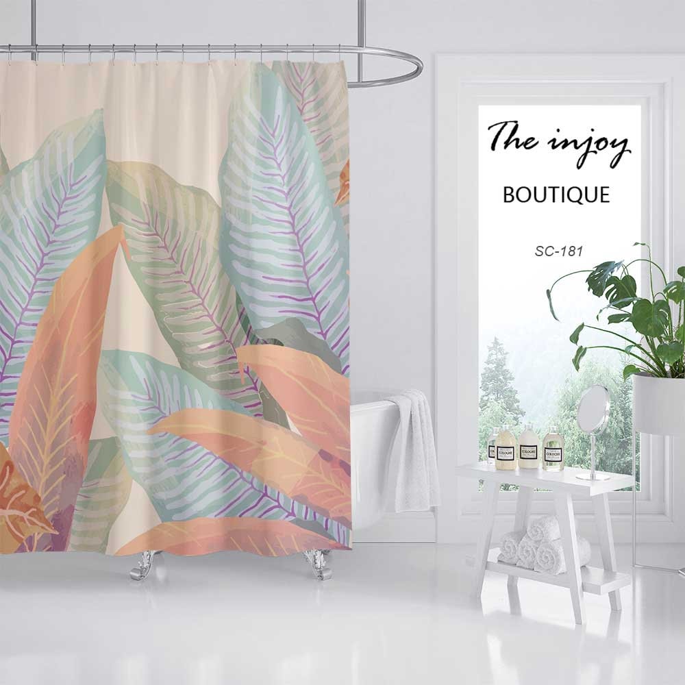 Colorful Boho Leaves Shower Curtain for Bathroom Decor - Image 2