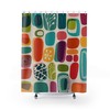Colorful Bold Retro Geometric Shower Curtain for Mid Century Modern Bathroom.