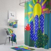 Colorful Cactus Abstract Shower Curtain with Optional Matching Towel and Bath Mat for FolkNFunky Bathroom Decor