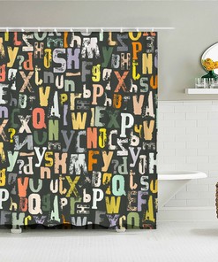 Colorful Character Fun Alphabets Kids Children Bathroom Decor Shower Curtain, Home Bath Accessories