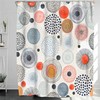 Colorful Circle Round Firework Shower Curtain, Abstract Gray Blue Red Fabric Bathroom Decor