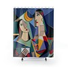 Colorful Cubism Art Shower Curtain Unique Bathroom Decor with Abstract Art Print and Housewarming Gift