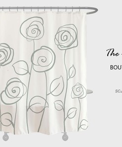 Colorful Flowers Shower Curtain with 12 Hooks, Spring Floral Bathroom Decor, Customizable Water Repelling Set
