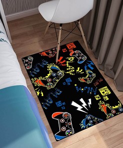 Colorful Gamer Theme Area Rug Welcome Mat for Large Game Area Rugs: Enhance Your Home Decor