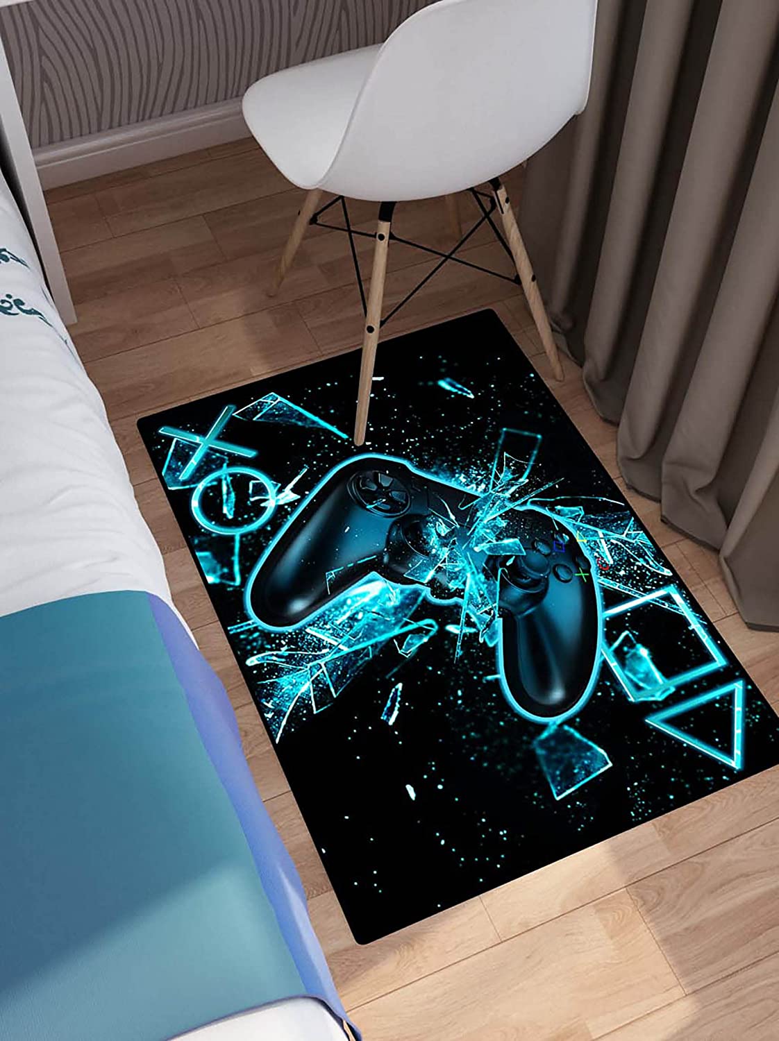 Colorful Gaming Area Rugs for Teen Boys' Leisure and Bedroom Home Decor with Game Room Rug Ideas