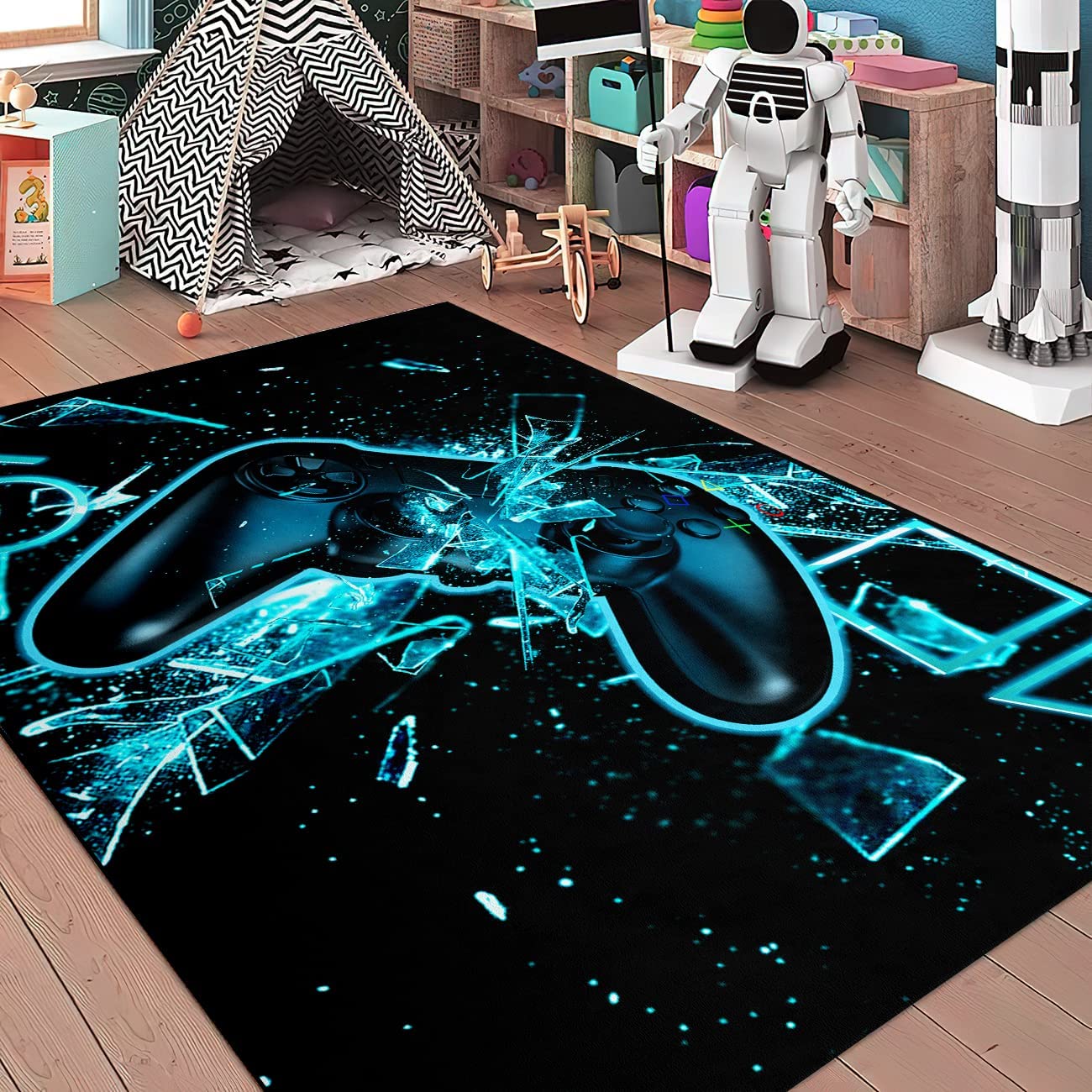 Colorful Gaming Area Rugs for Teen Boys' Leisure and Bedroom Home Decor with Game Room Rug Ideas - Image 3