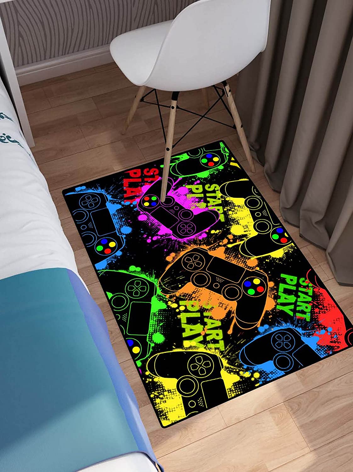 Colorful Gaming Gamepad Printed T-Shirt, Hoodie, Crewneck Sweatshirt: Video Game Area Rug for Teen Boys - Image 2