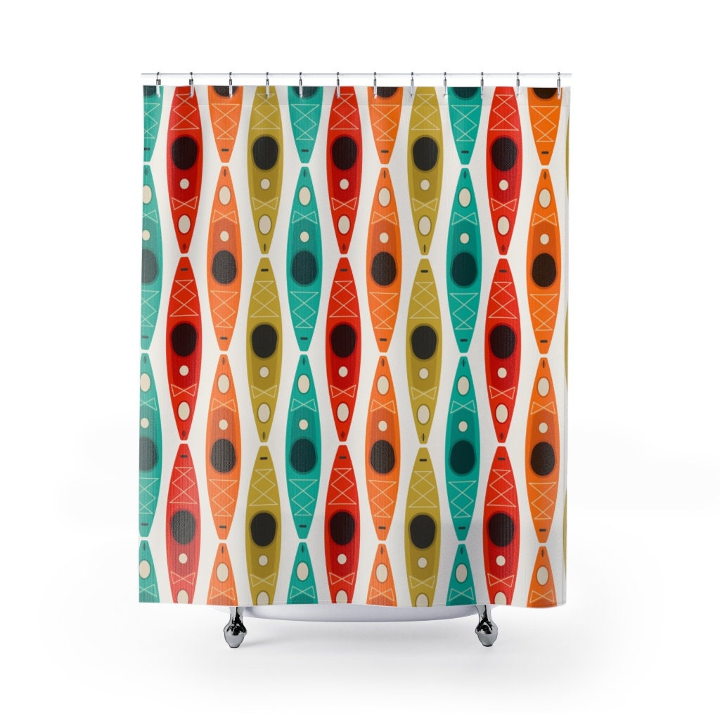 Colorful Kayaks Shower Curtain | Durable Polyester | Brighten up your Bathroom Great Gift Idea