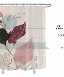 Colorful Leave Flower Shower Curtain for Abstract Bathroom Set