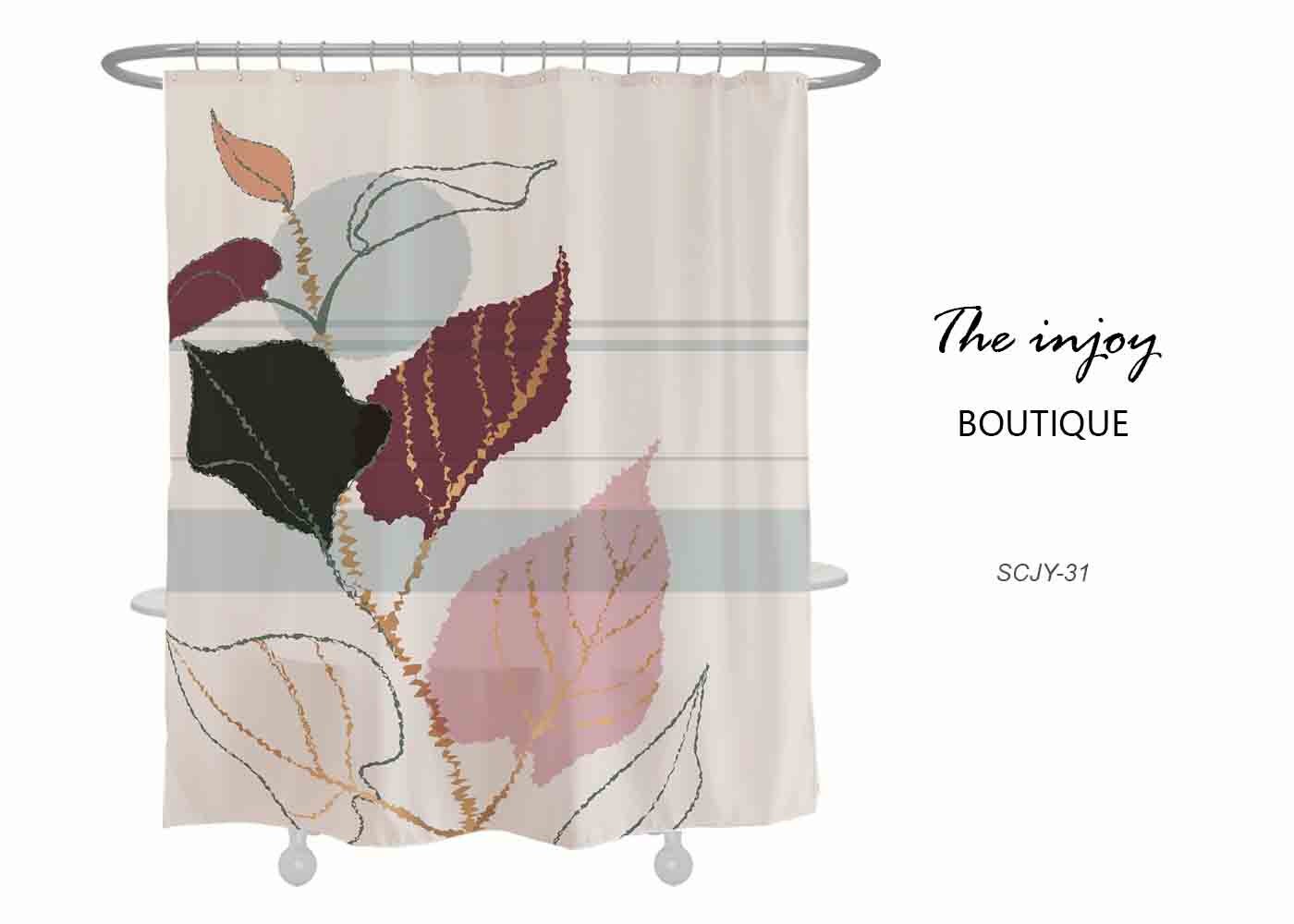 Colorful Leave Flower Shower Curtain for Abstract Bathroom Set