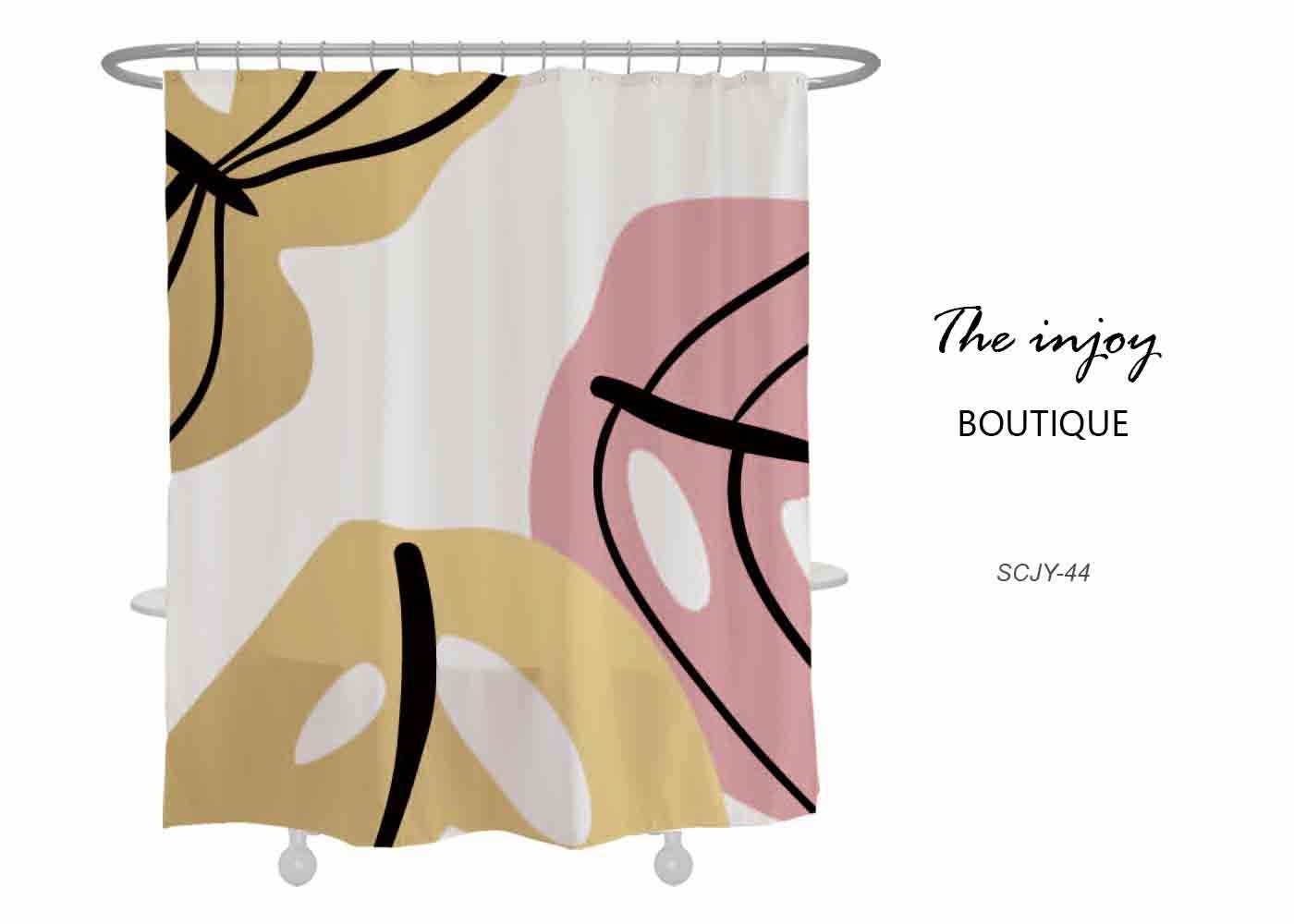 Colorful Leaves Waterproof Shower Curtain with Hooks, Tropical Plant Bathroom Decor, 70x70 Inch