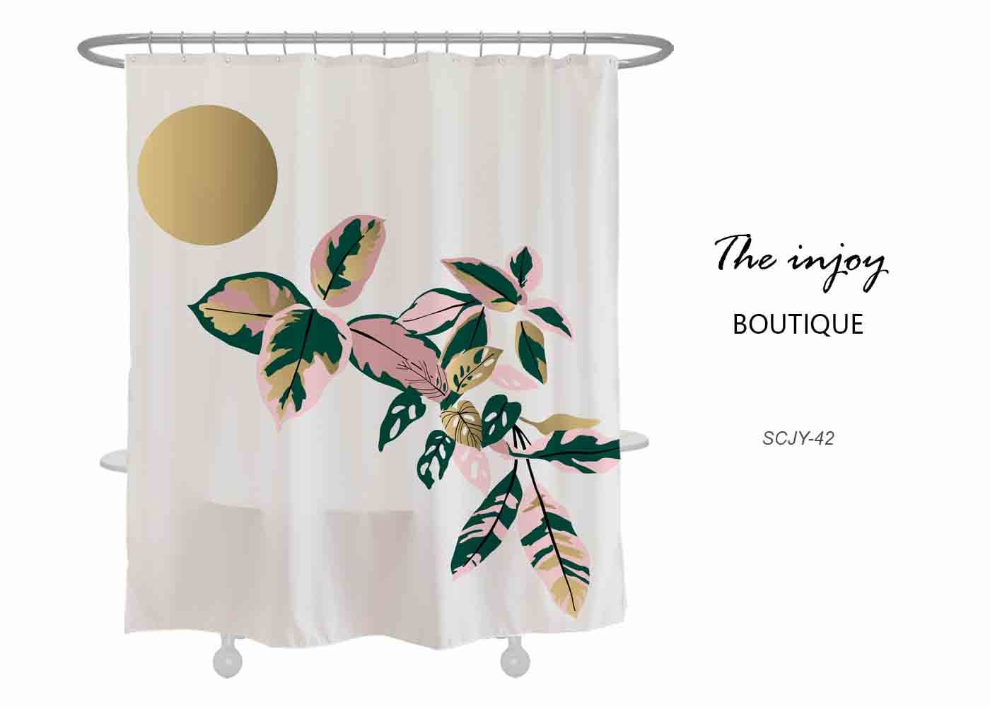 Colorful Leaves and Moon Disney Shower Curtain, Simple Potted Plants Waterproof Curtain for a Nature