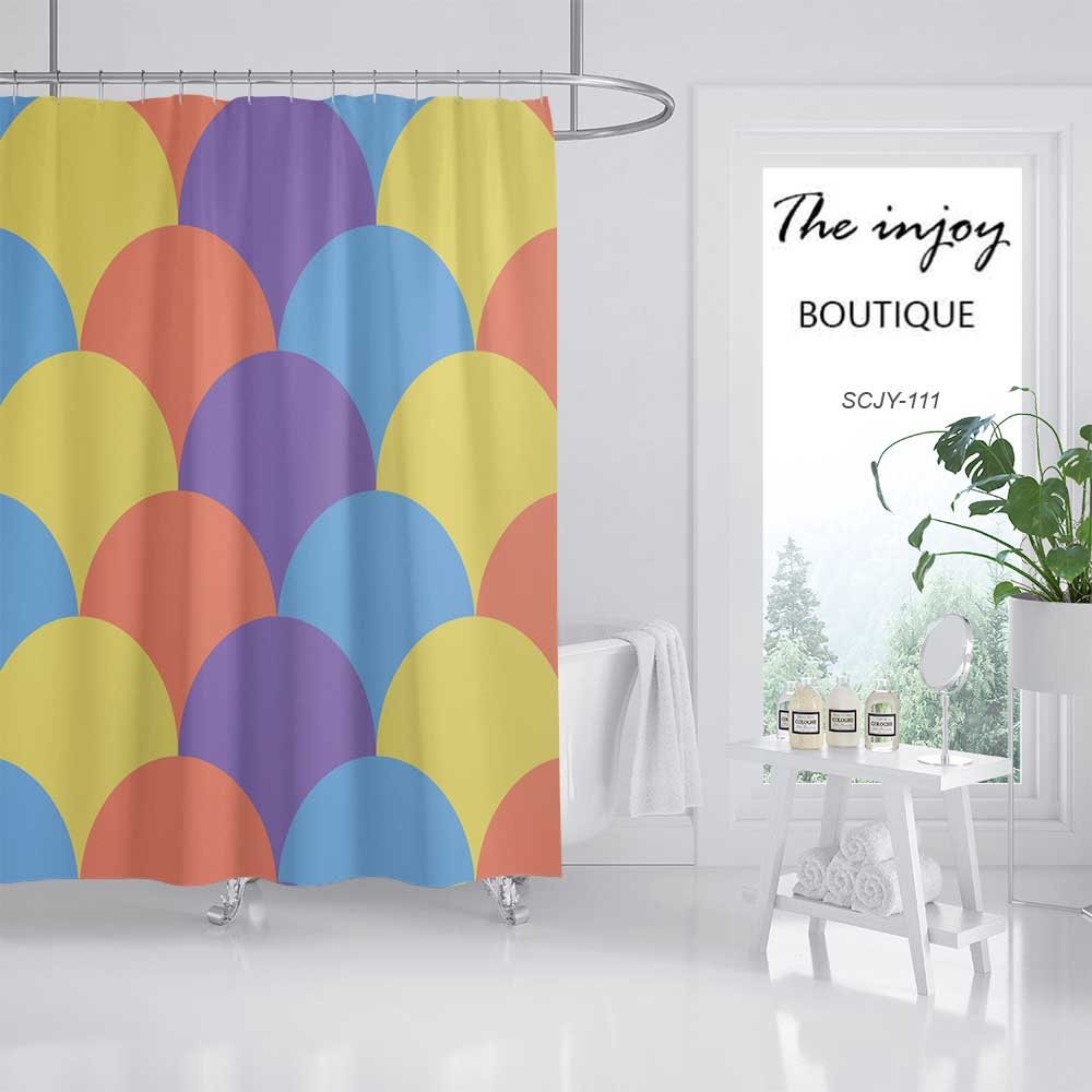 Colorful Mermaid Shower Curtain, Custom Sizes, Waterproof & Washable Shower Curtains with Hooks - Image 2