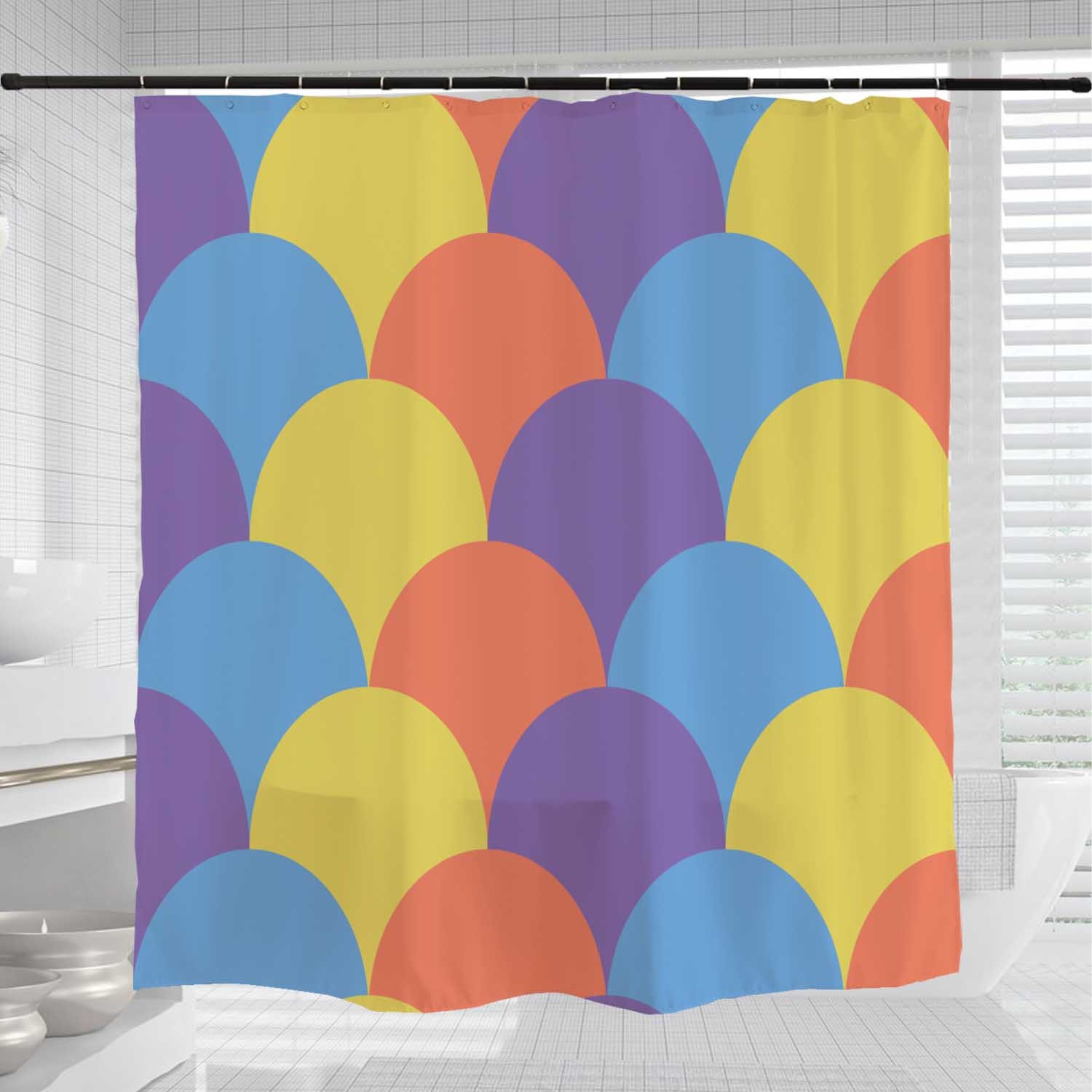 Colorful Mermaid Shower Curtain, Custom Sizes, Waterproof & Washable Shower Curtains with Hooks - Image 3