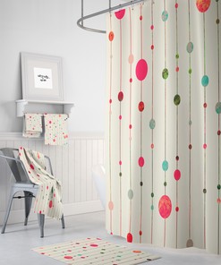 Colorful Mid Century Modern Shower Curtain - Matching Bath Towels and Mat Available