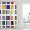 Colorful Mid-Century Color Block Squares Shower Curtain for a Funky Bathroom Style